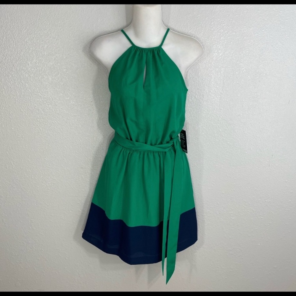Donated to Women in Distress
Express Green halter dress with blue trim - Picture 2 of 4